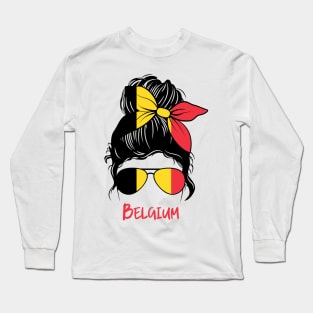 Belgium girl, Proud Flag, Belgium gift heritage, Belgian girlfriend Long Sleeve T-Shirt